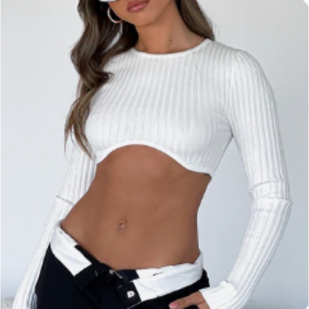 White Ribbed Crop Top